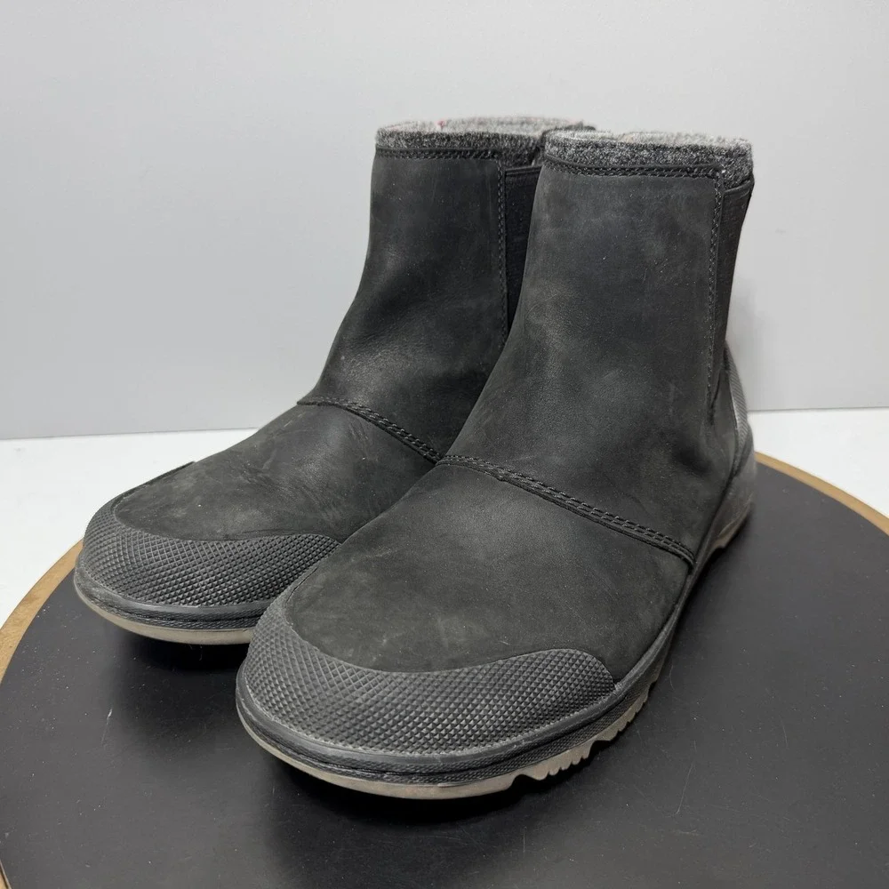 Sorel Boots Mens Size 9 Black Chelsea Ankle Faux Fur Lined Winter‎ LM6078-010